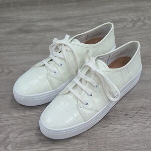 Via Spiga White Croc-Embossed Sneakers Size 8